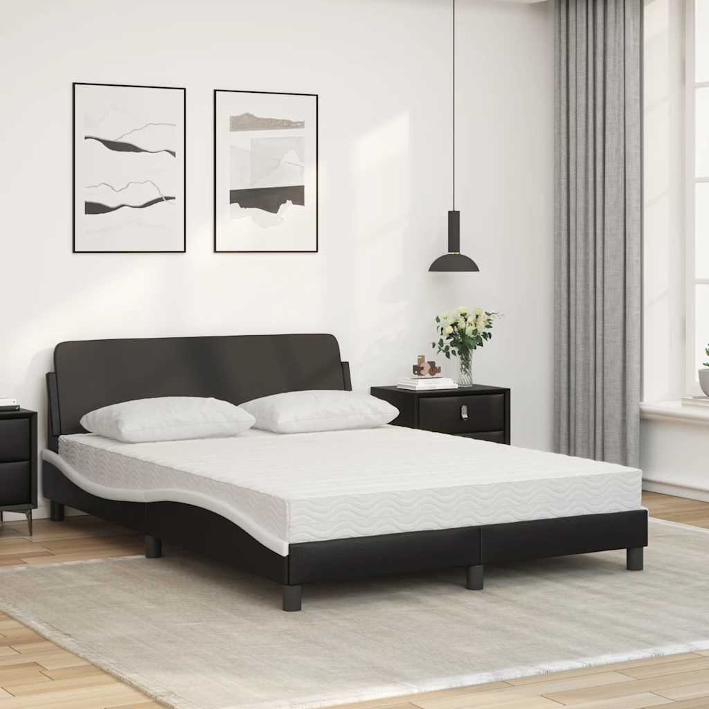 Lit avec matelas Dover noir et blanc 120x200 cm similicuir - XIOS