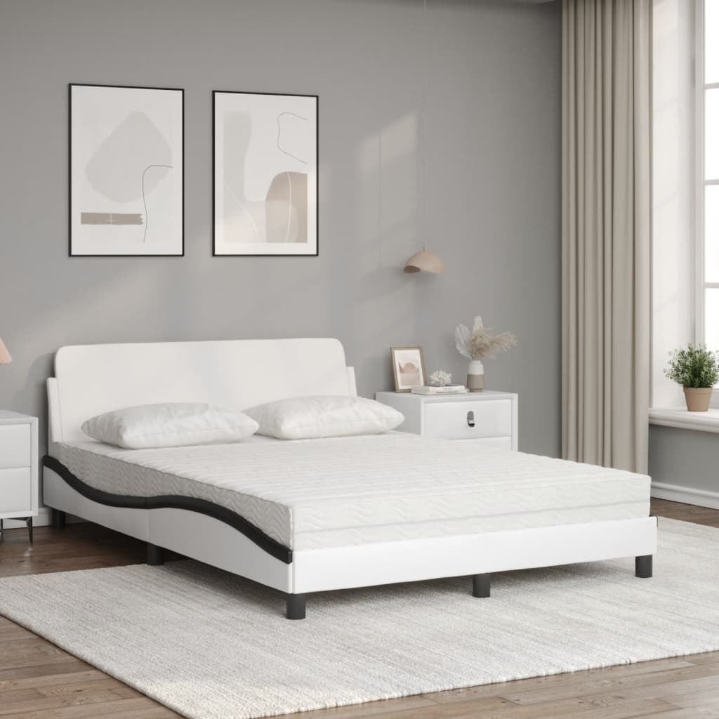 Lit avec matelas Dover blanc et noir 120x200 cm similicuir - XIOS