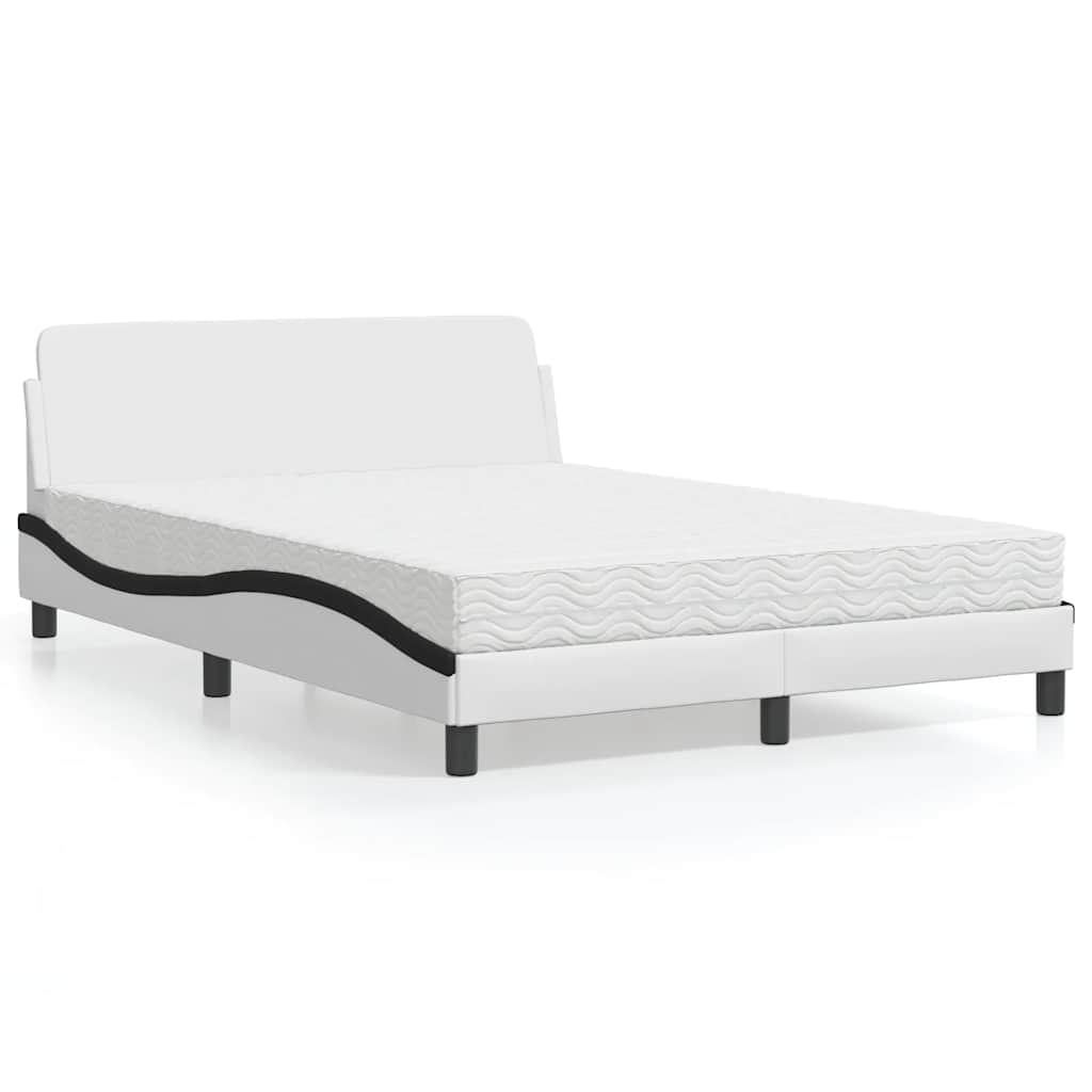 Lit avec matelas Dover blanc et noir 120x200 cm similicuir