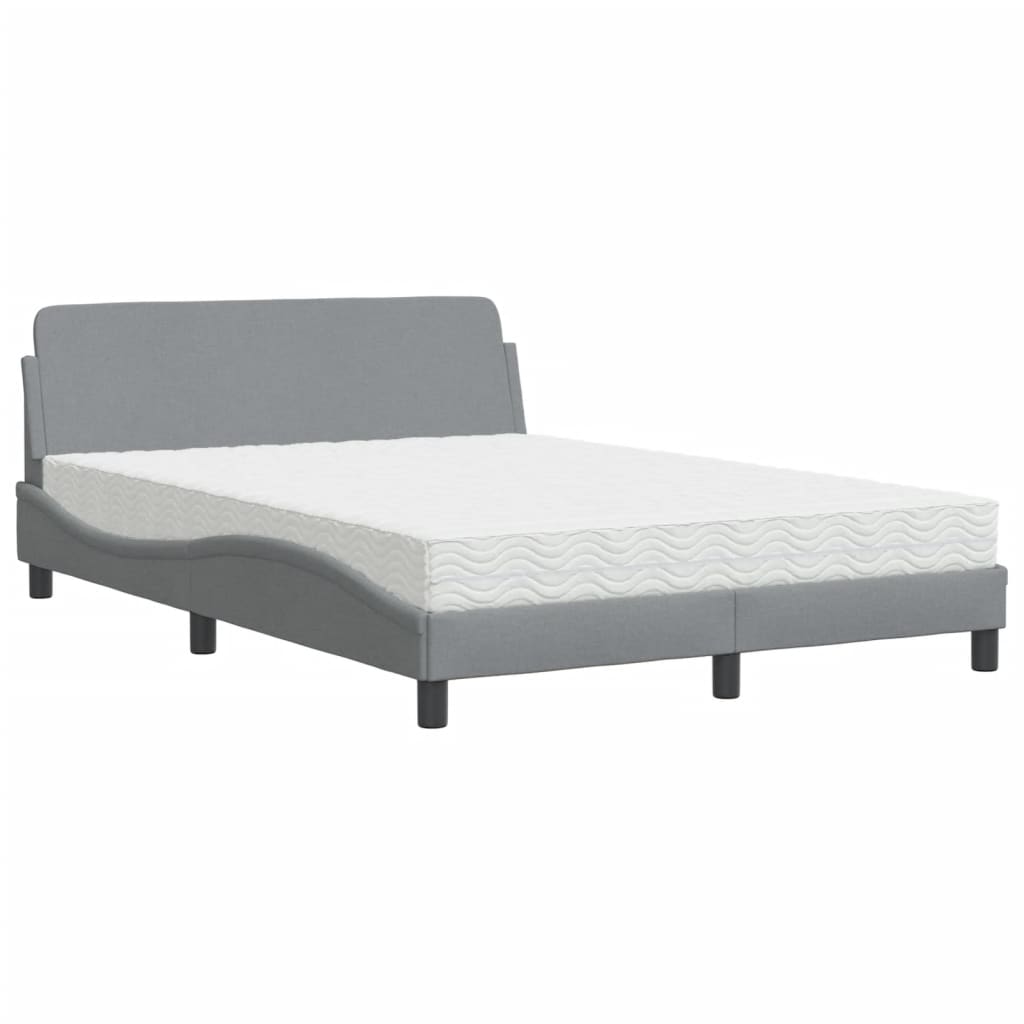 Lit avec matelas Dover gris clair 140x190 cm tissu