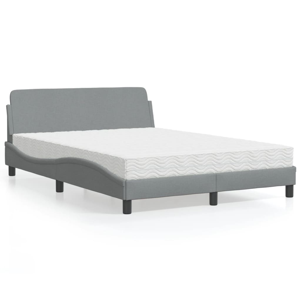 Lit avec matelas Dover gris clair 140x190 cm tissu
