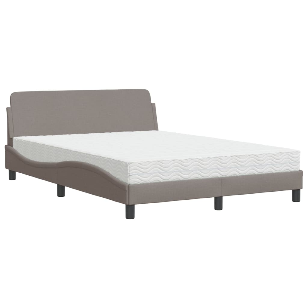 Lit avec matelas taupe 140x190 cm tissu - XIOS