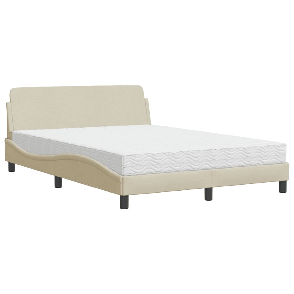 Lit avec matelas Dover crème 140x190 cm tissu - XIOS