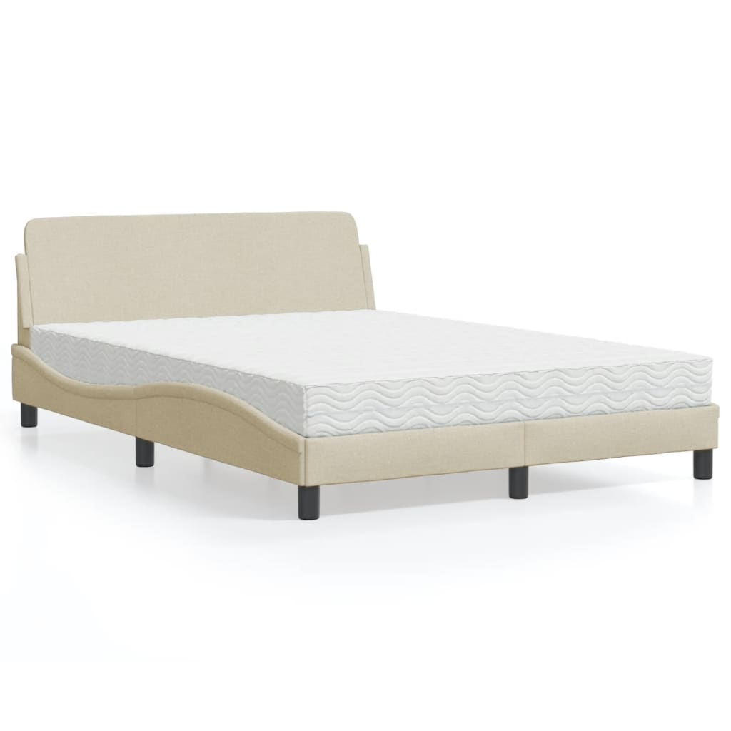 Lit avec matelas Dover crème 140x190 cm tissu - XIOS