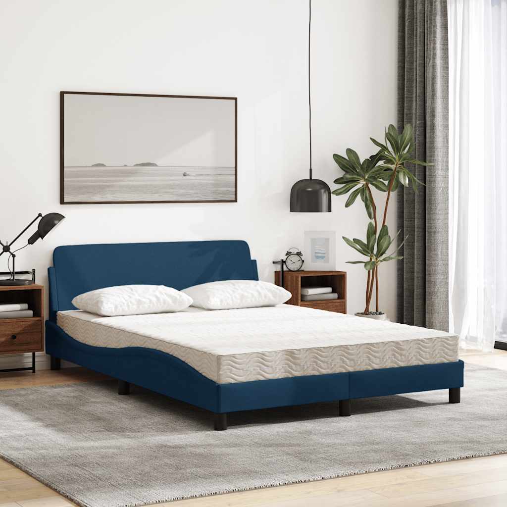 Lit avec matelas Dover bleu 140x190 cm tissu