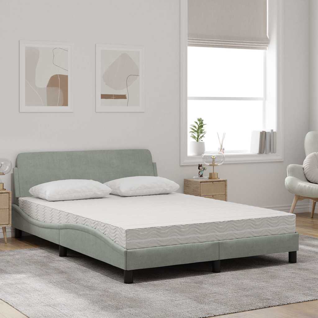 Lit avec matelas Dover gris clair 140x190 cm velours