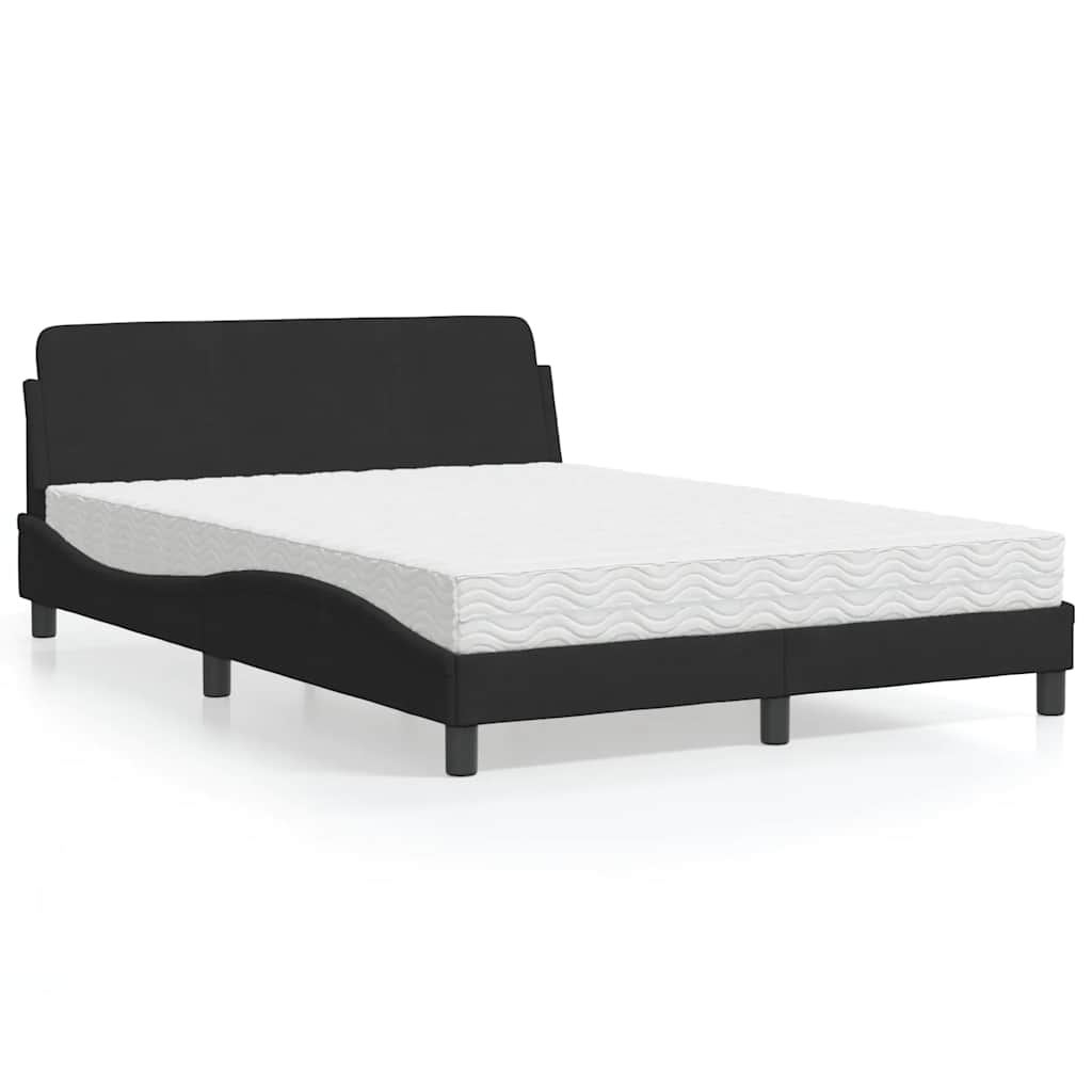 Lit avec matelas Dover noir 140x190 cm velours