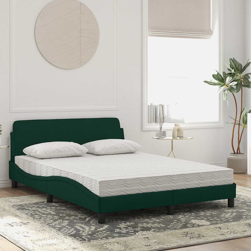 Lit avec matelas Dover vert foncé 140x190 cm velours - XIOS