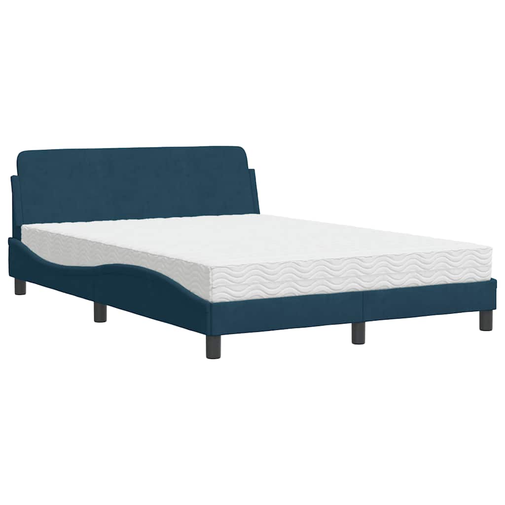 Lit avec matelas Dover bleu 140x190 cm velours