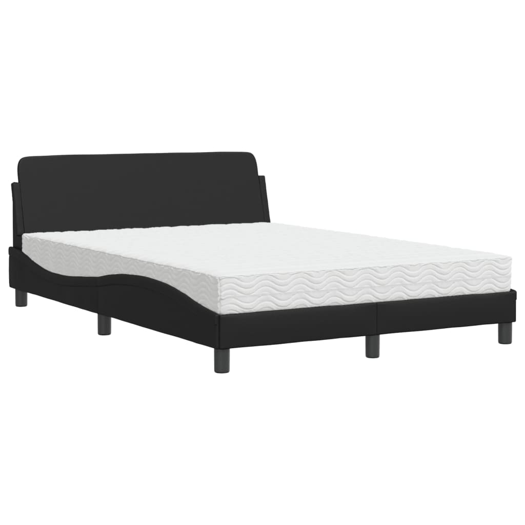 Lit avec matelas Dover noir 140x190 cm similicuir - XIOS