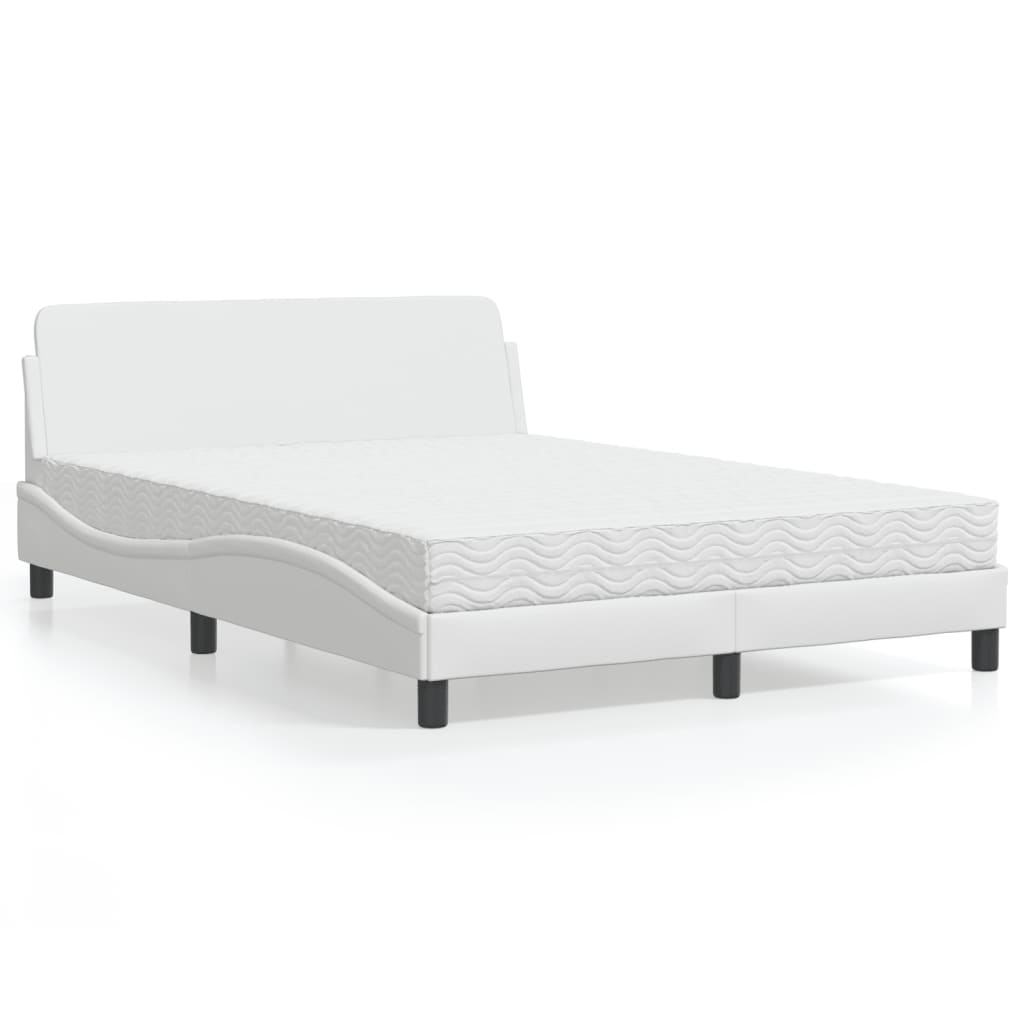 Lit avec matelas Dover blanc 140x190 cm similicuir - XIOS