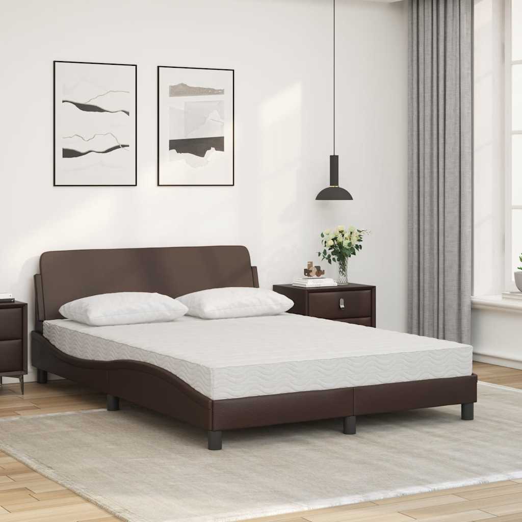 Lit avec matelas Dover marron 140x190 cm similicuir