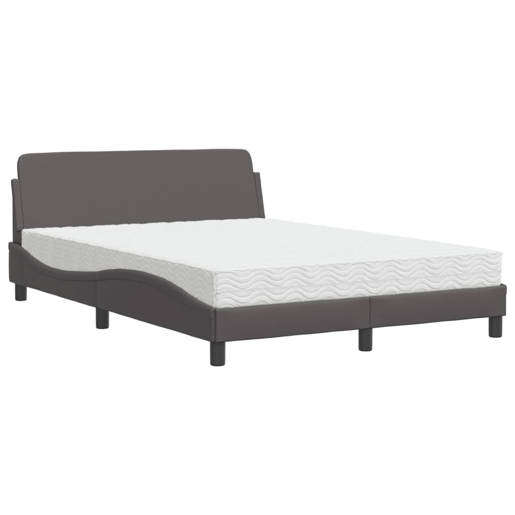 Lit avec matelas Dover gris 140x190 cm similicuir - XIOS