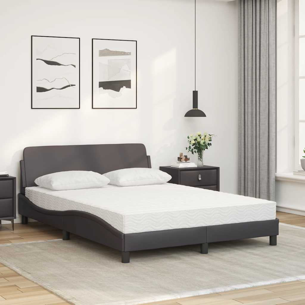 Lit avec matelas Dover gris 140x190 cm similicuir