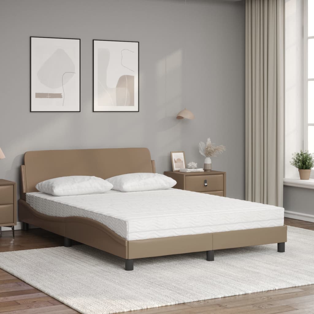 Lit avec matelas Dover cappuccino 140x190 cm similicuir - XIOS