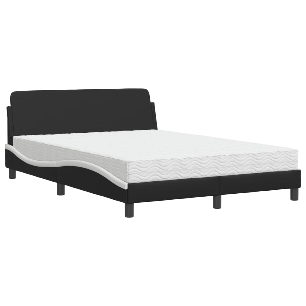 Lit avec matelas Dover noir et blanc 140x190 cm similicuir - XIOS