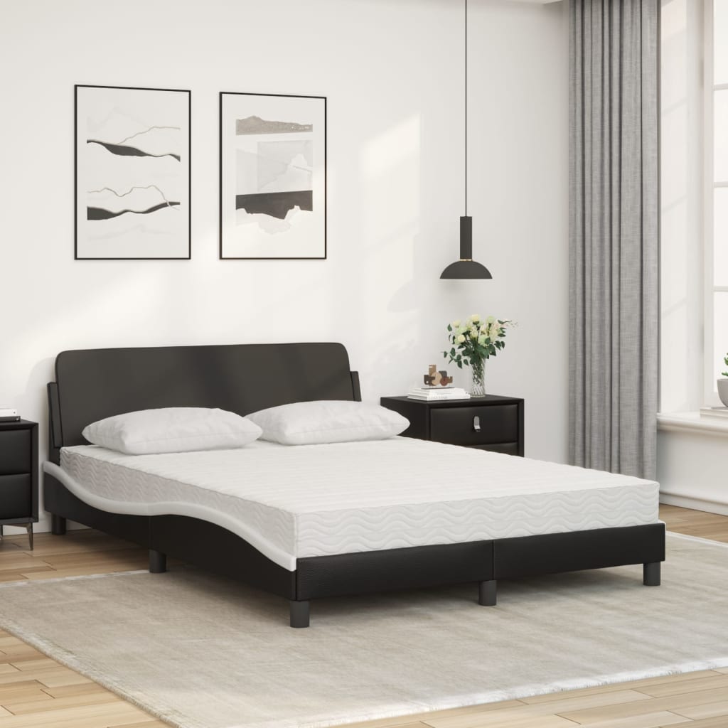Lit avec matelas Dover noir et blanc 140x190 cm similicuir - XIOS