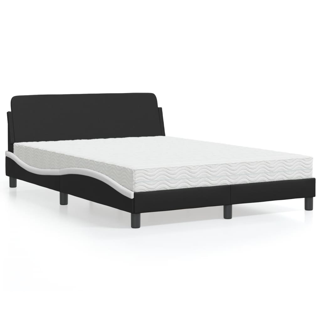 Lit avec matelas Dover noir et blanc 140x190 cm similicuir - XIOS