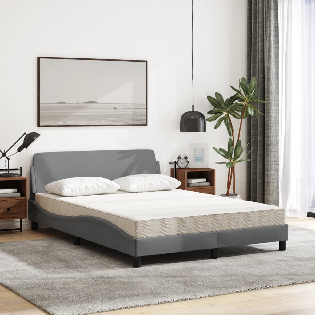 Lit avec matelas Dover gris clair 140x200 cm tissu - XIOS