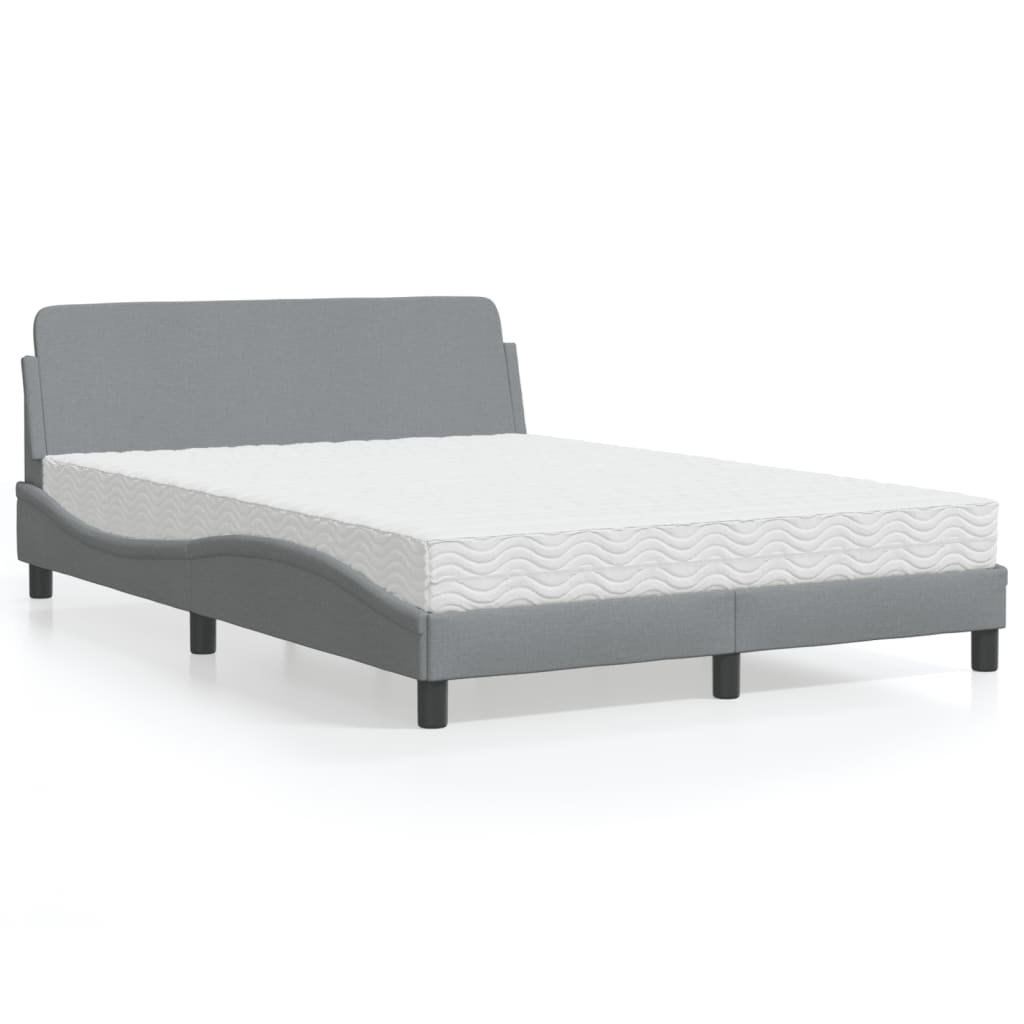 Lit avec matelas Dover gris clair 140x200 cm tissu - XIOS