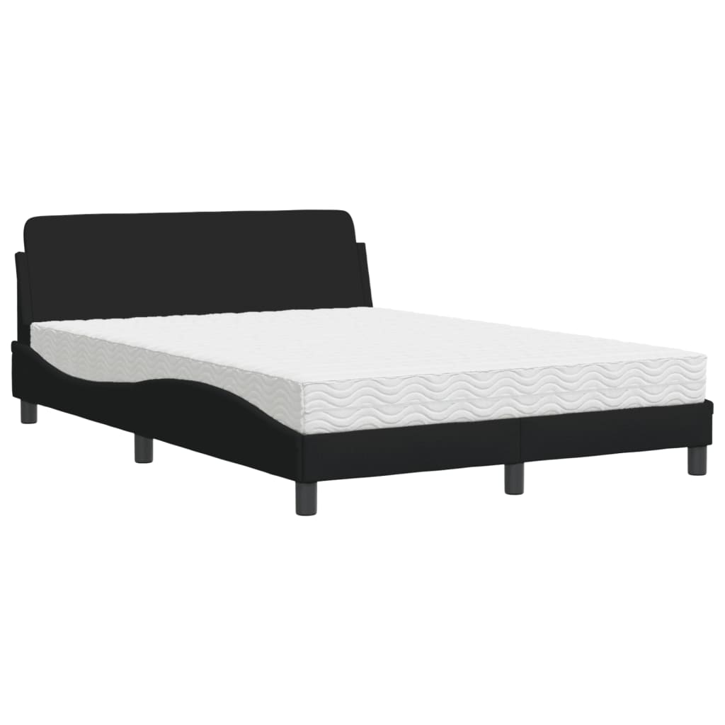 Lit avec matelas Dover noir 140x200 cm tissu - XIOS