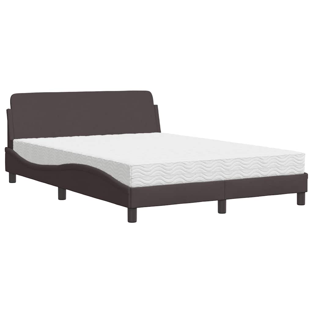 Lit avec matelas Dover marron foncé 140x200 cm tissu