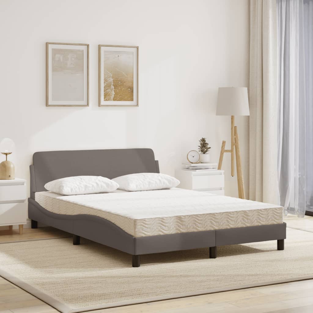 Lit avec matelas Dover taupe 140x200 cm tissu - XIOS