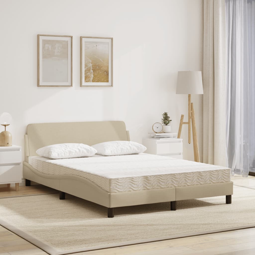 Lit avec matelas Dover crème 140x200 cm tissu - XIOS