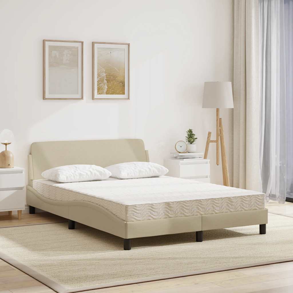 Lit avec matelas Dover crème 140x200 cm tissu