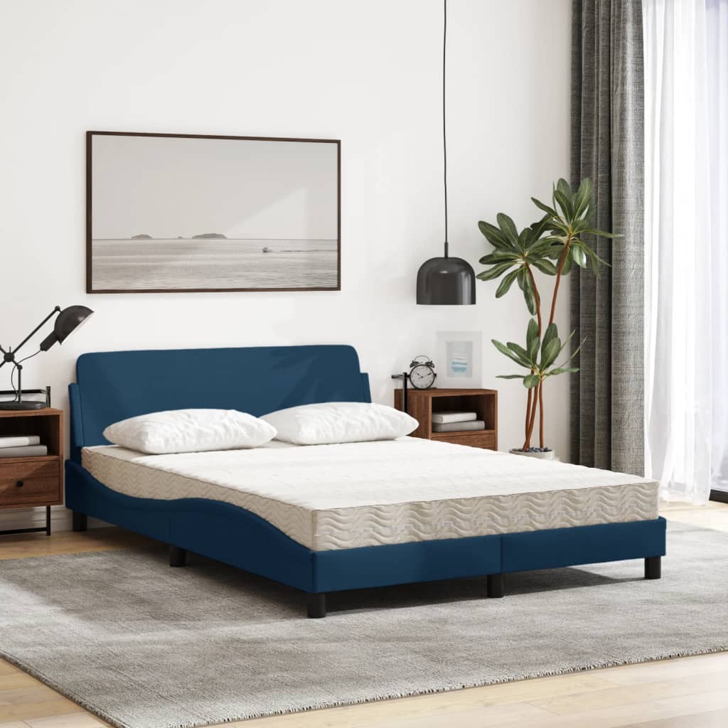 Lit avec matelas Dover bleu 140x200 cm tissu - XIOS