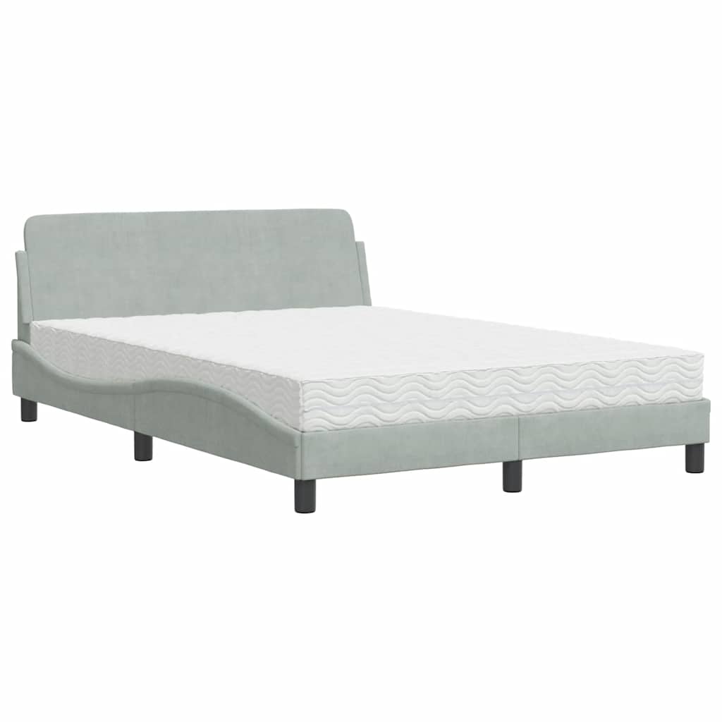 Lit avec matelas Dover gris clair 140x200 cm velours