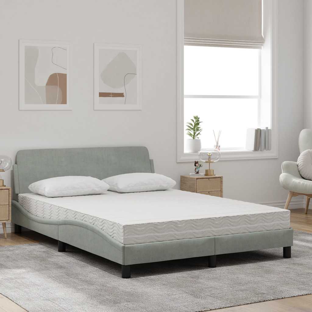 Lit avec matelas Dover gris clair 140x200 cm velours