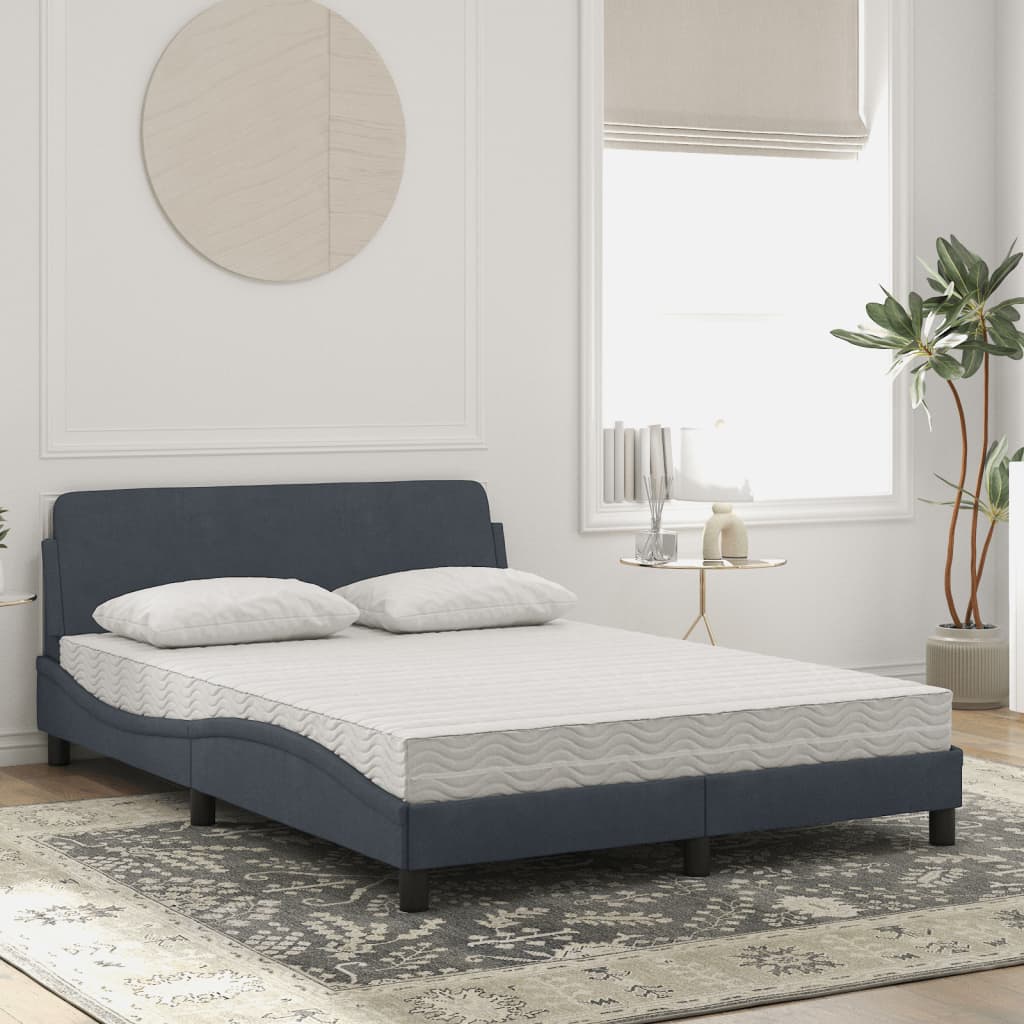 Lit avec matelas Dover gris foncé 140x200 cm velours - XIOS