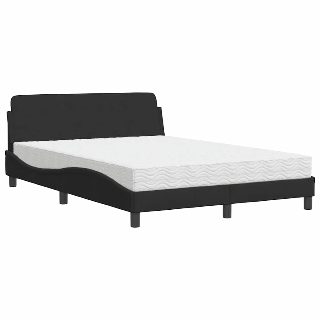 Lit avec matelas Dover noir 140x200 cm velours