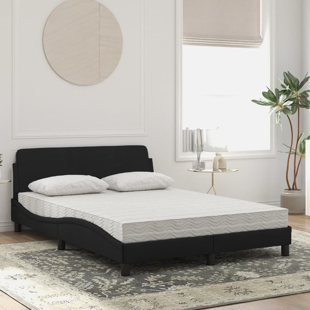 Lit avec matelas Dover noir 140x200 cm velours - XIOS