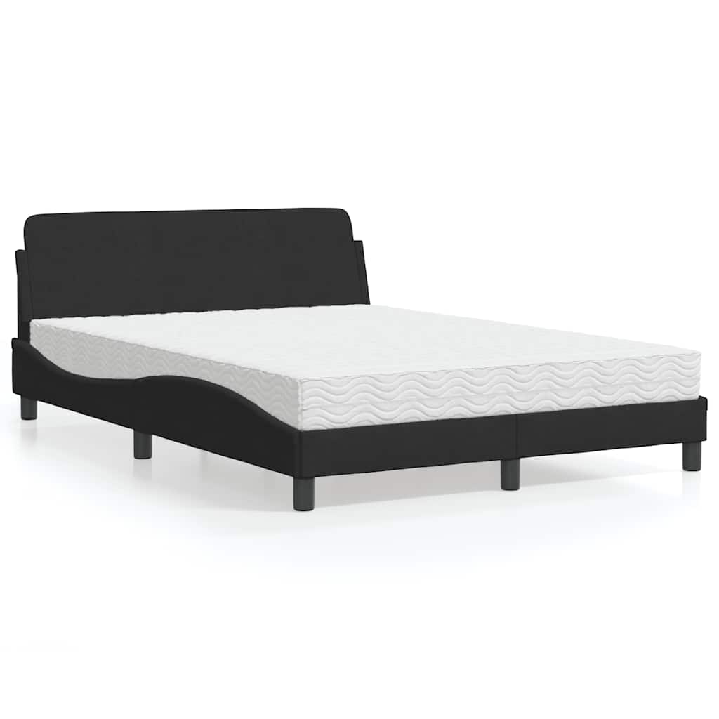 Lit avec matelas Dover noir 140x200 cm velours - XIOS