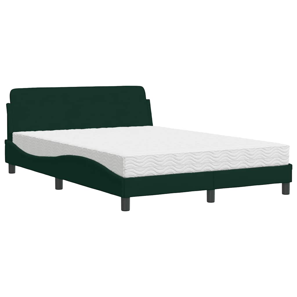 Lit avec matelas Dover vert foncé 140x200 cm velours