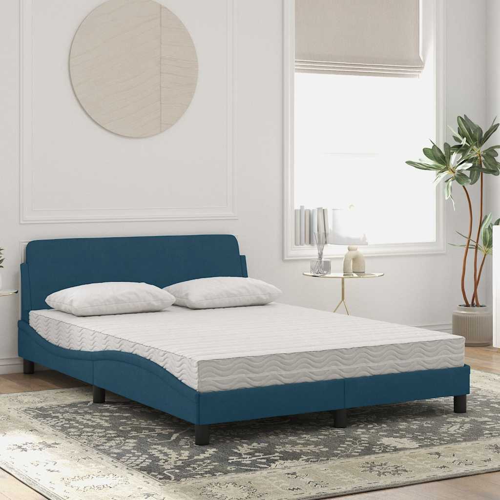 Lit avec matelas Dover bleu 140x200 cm velours - XIOS