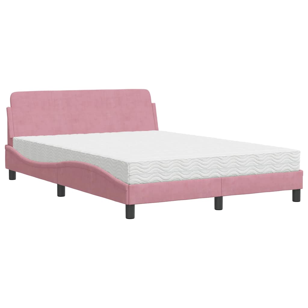Lit avec matelas Dover rose 140x200 cm velours