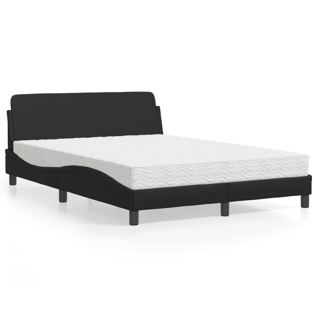 Lit avec matelas Dover noir 140x200 cm similicuir - XIOS