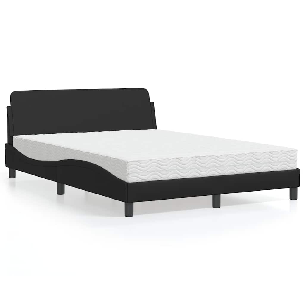 Lit avec matelas Dover noir 140x200 cm similicuir