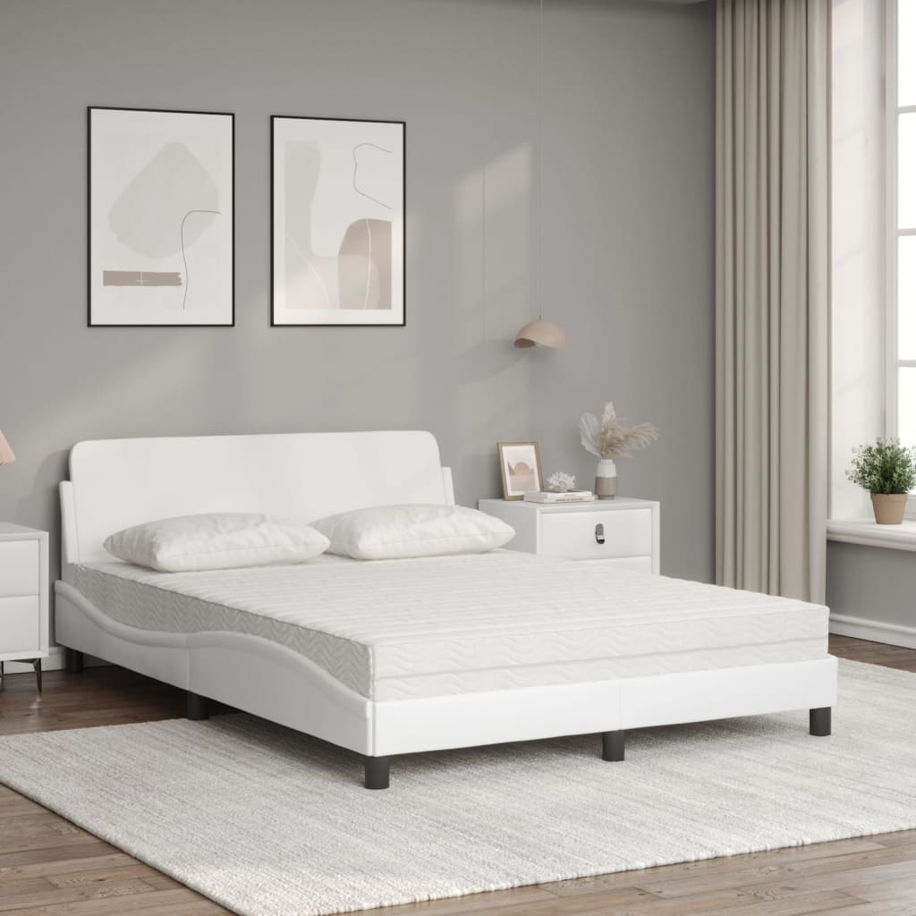 Lit avec matelas Dover blanc 140x200 cm similicuir - XIOS