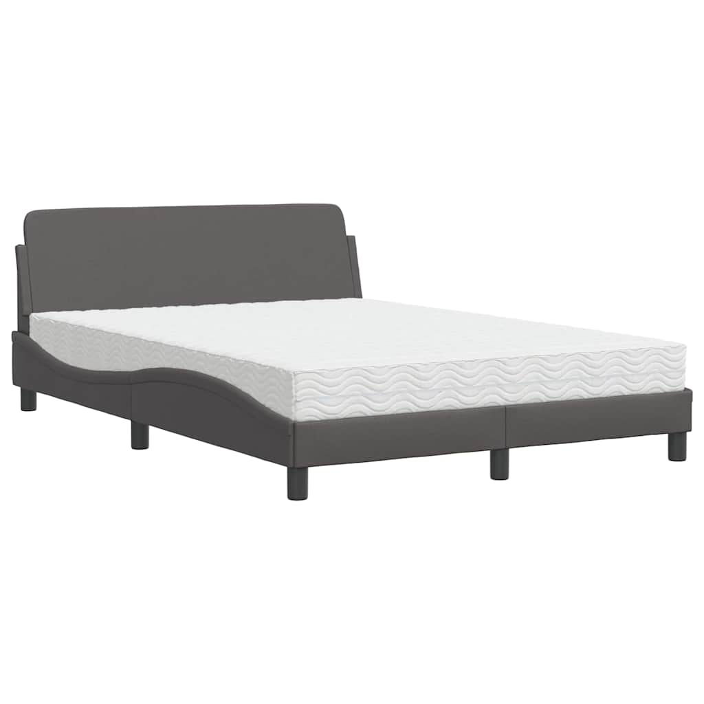 Lit avec matelas Dover gris 140x200 cm similicuir