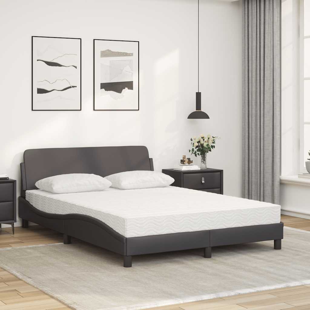 Lit avec matelas Dover gris 140x200 cm similicuir