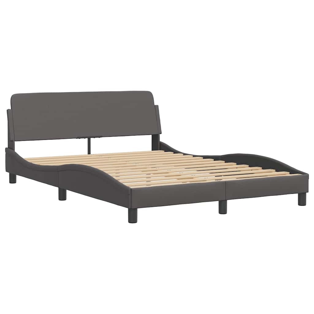 Lit avec matelas Dover gris 140x200 cm similicuir