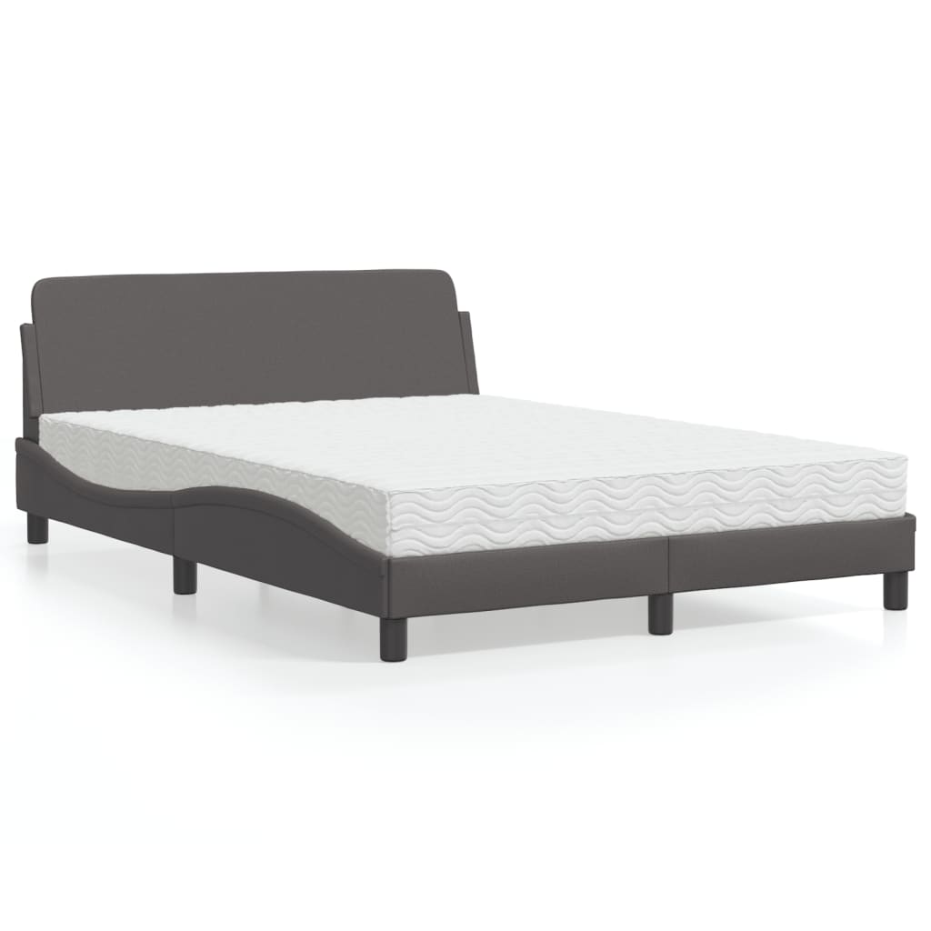 Lit avec matelas Dover gris 140x200 cm similicuir - XIOS