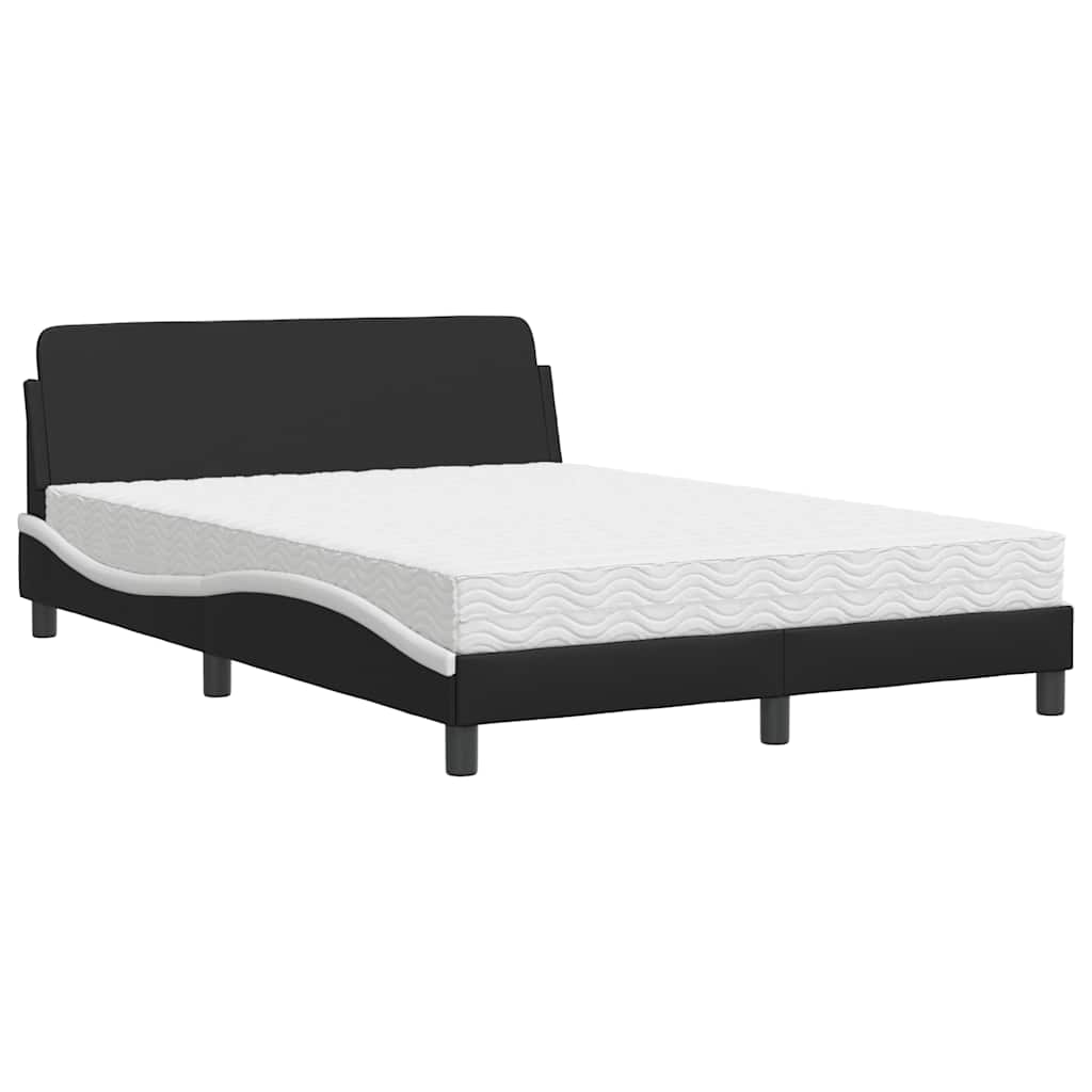 Lit avec matelas Dover noir et blanc 140x200 cm similicuir - XIOS