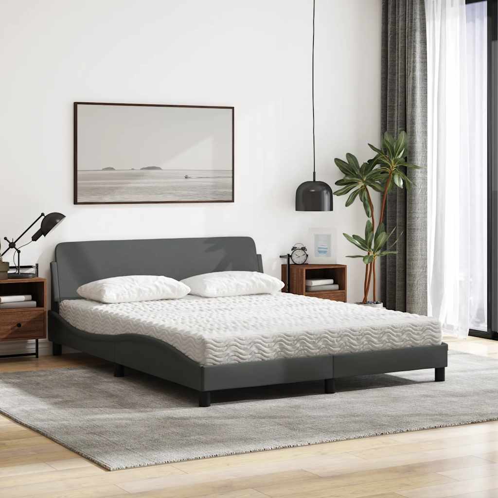 Lit avec matelas Dover gris foncé 160x200 cm tissu - XIOS