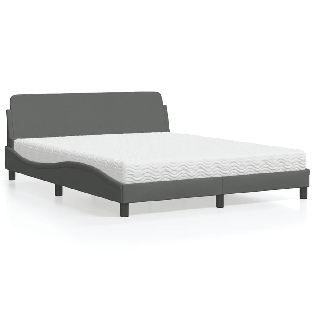 Lit avec matelas Dover gris foncé 160x200 cm tissu - XIOS