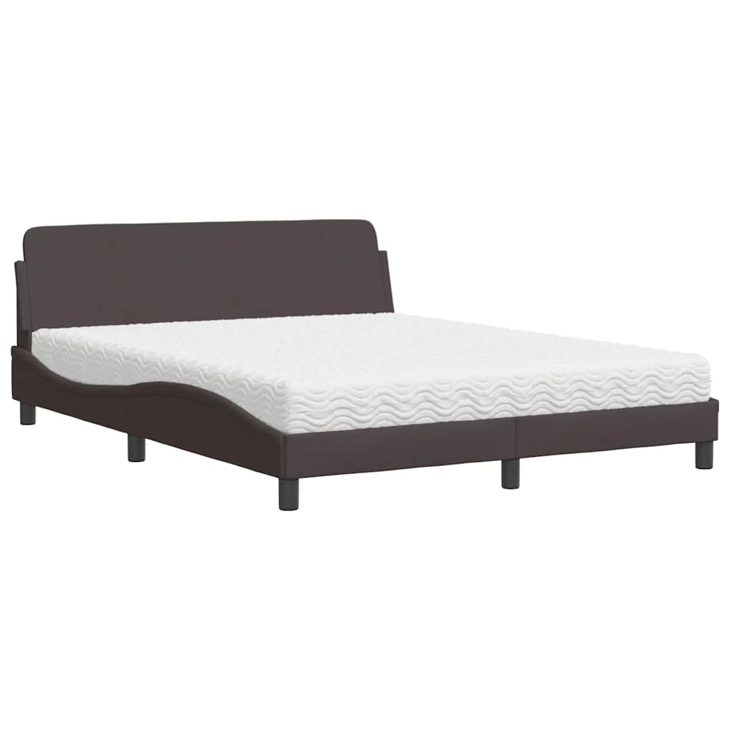 Lit avec matelas Dover marron foncé 160x200 cm tissu - XIOS